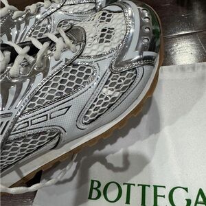 Bottega Veneta Silver and White Sneakers